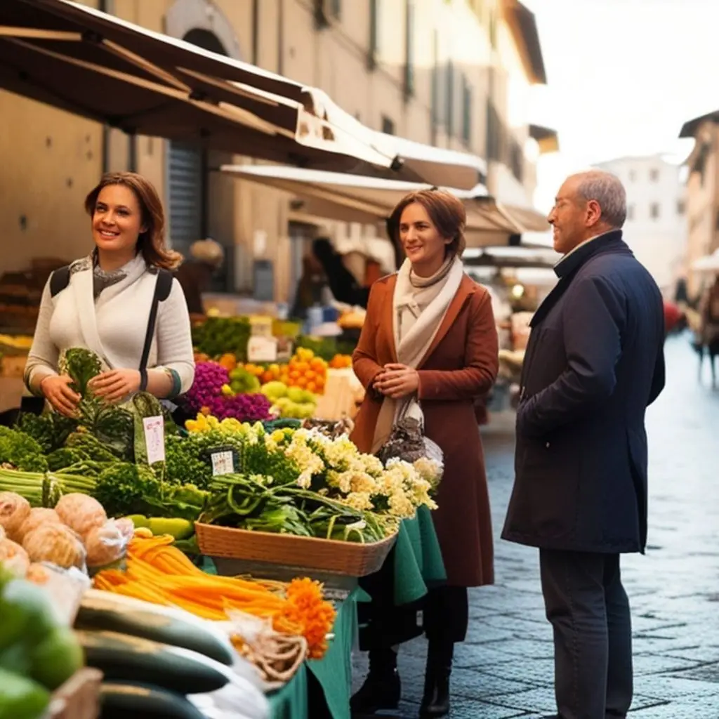 small group of people in a food market in florence
